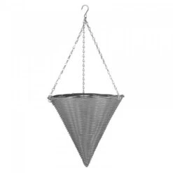 Hozelockes Zone 27 14'' Slate Faux Rattan Hanging Cone