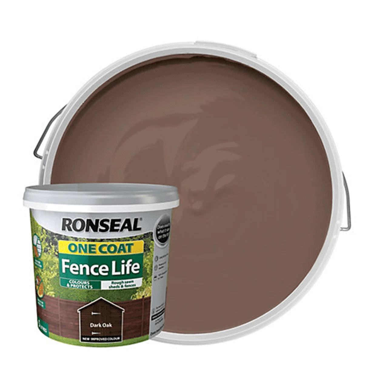 Ronseal One Coat Fence Life Dark Oak 5L 1 Ronseal One Coat Fence Life Dark Oak 5L